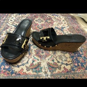 Tory Burch black wedge sandals